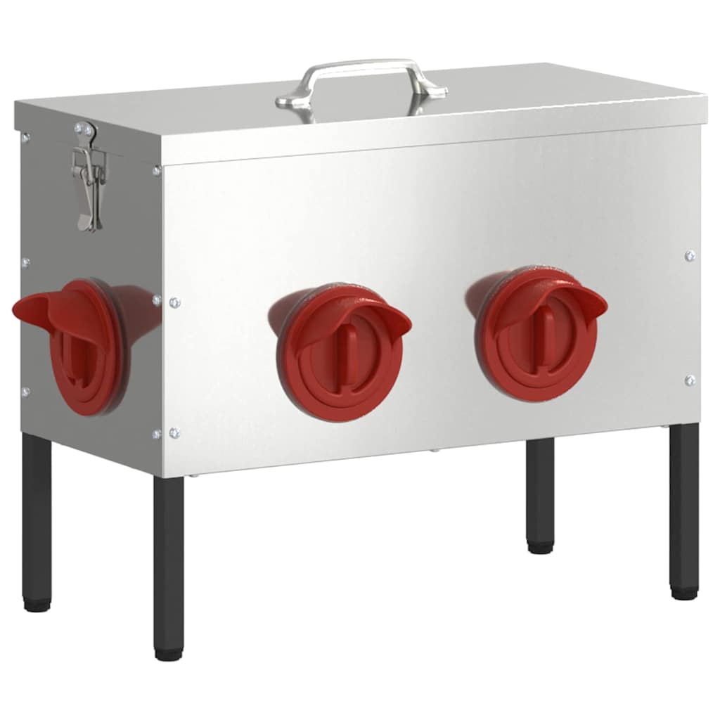 Chicken Feeder 2 pcs Silver 41.5 x 20.5 x 33 cm