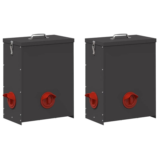 Chicken Feeder 2 pcs Black 32.5 x 20.5 x 43 cm