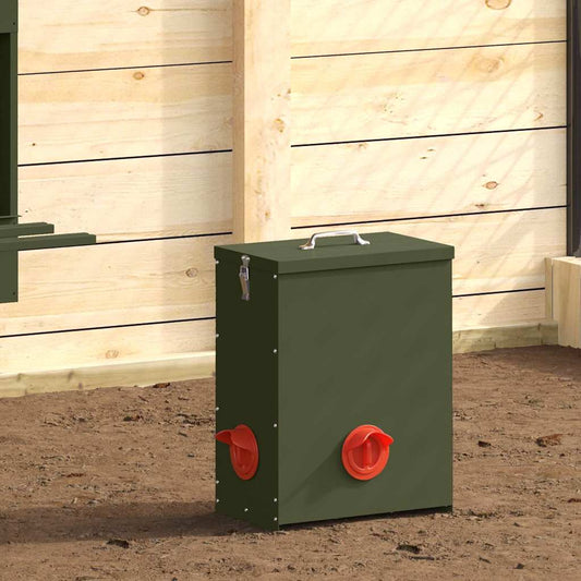 Chicken Feeder 2 pcs Olive Green 32.5 x 20.5 x 43 cm