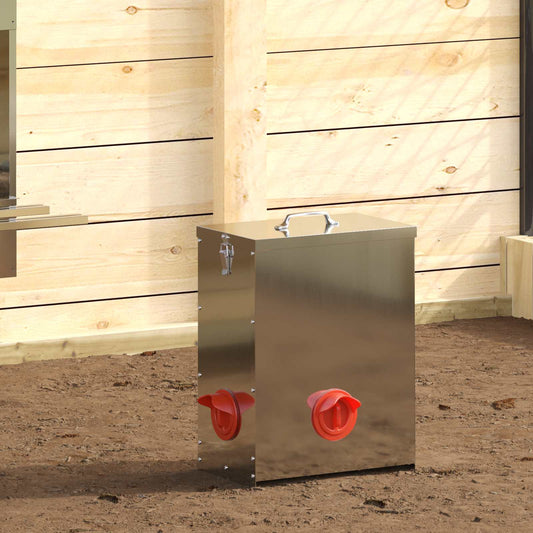 Chicken Feeder 2 pcs Silver 32.5 x 20.5 x 43 cm