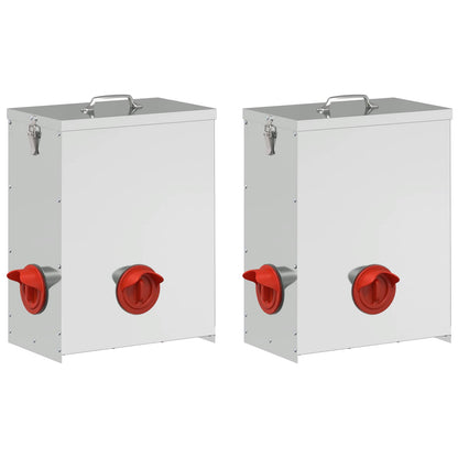 Chicken Feeder 2 pcs Silver 32.5 x 20.5 x 43 cm