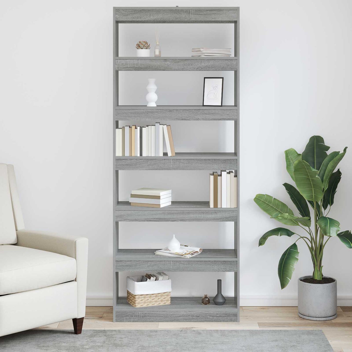 Book Cabinet Grey Sonoma 80 x 30 x 198 cm Engineered Wood