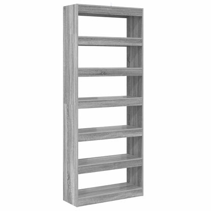 Book Cabinet Grey Sonoma 80 x 30 x 198 cm Engineered Wood