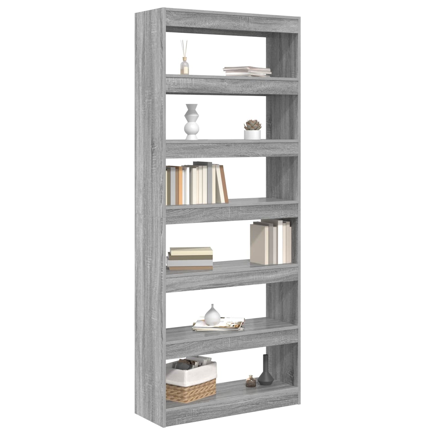 Book Cabinet Grey Sonoma 80 x 30 x 198 cm Engineered Wood