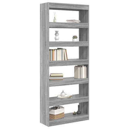 Book Cabinet Grey Sonoma 80 x 30 x 198 cm Engineered Wood