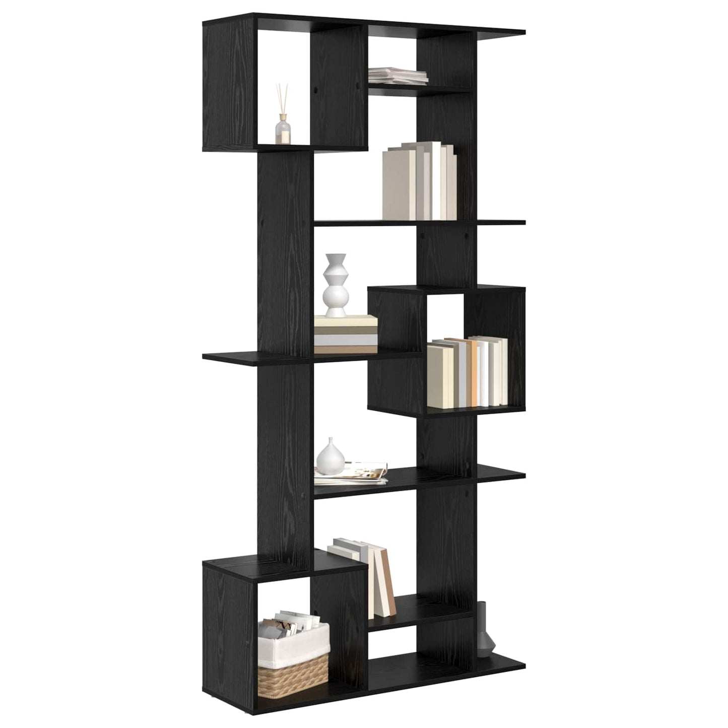 Book Cabinet 9-Tier 92 x 29 x 188 cm Engineered Wood Black Oak