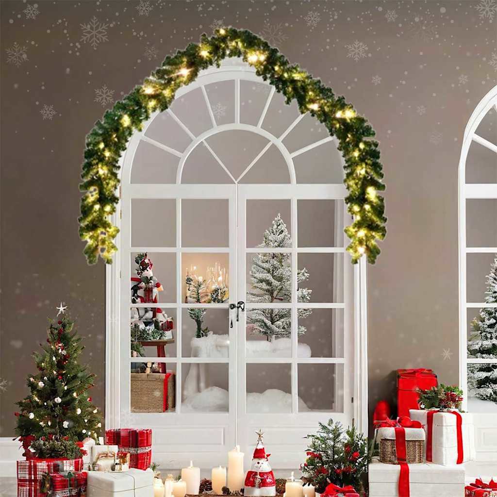 Christmas Garland with 600 LEDs 2 pcs Green PVC