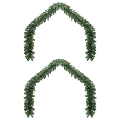 Christmas Garland with 600 LEDs 2 pcs Green PVC