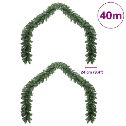Christmas Garland with 600 LEDs 2 pcs Green PVC