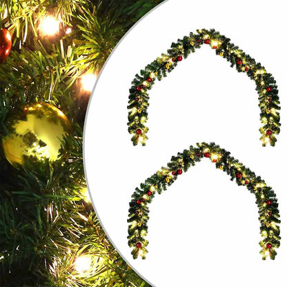 Christmas Garland with 600 LEDs 2 pcs Green PVC