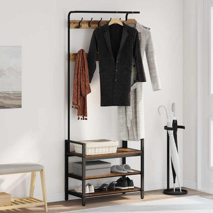 Coat Rack with Shelf Old Wood 75 x 34 x 184 cm Engineered wood