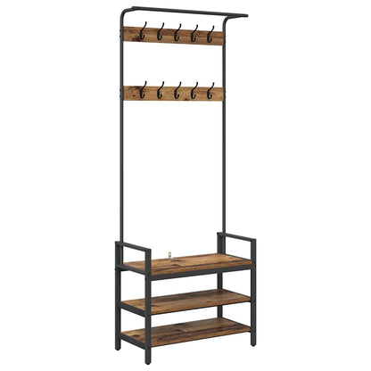 Coat Rack with Shelf Old Wood 75 x 34 x 184 cm Engineered wood