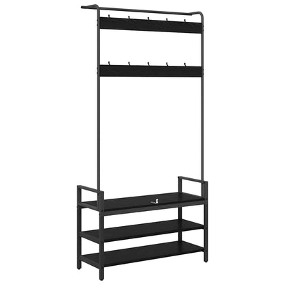 Coat Rack with Shelf Black Oak 95 x 34 x 184 cm Engineered wood