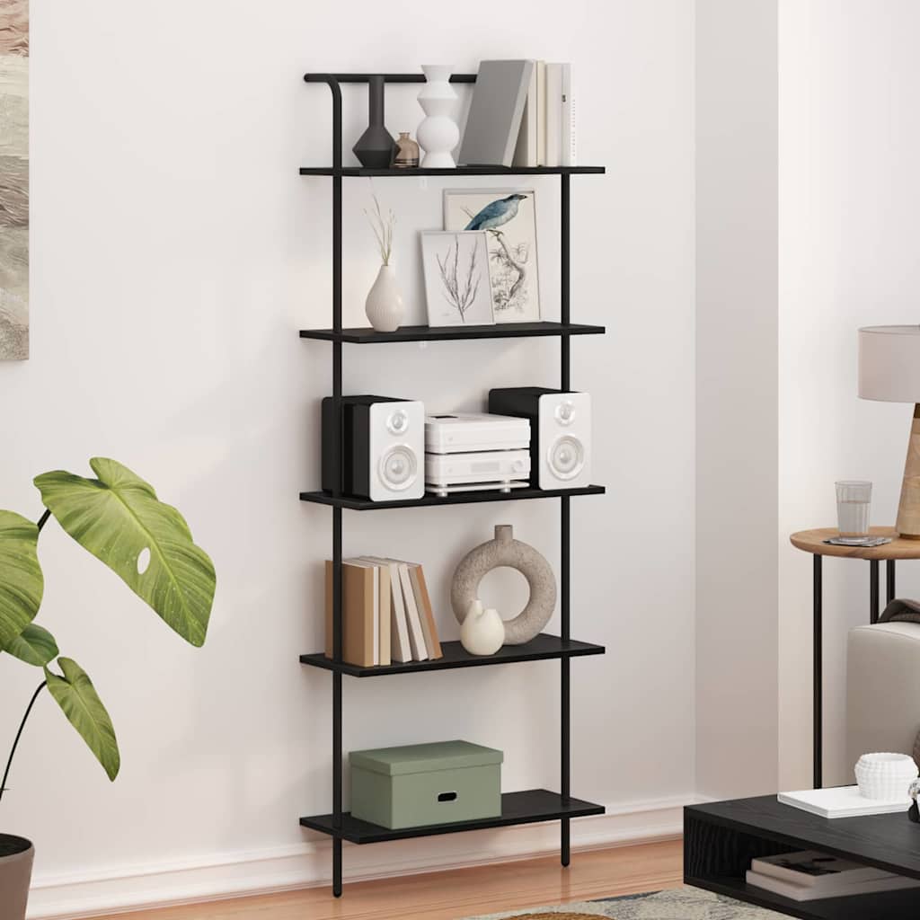 Bookshelf 5-Tier 60 x 24 x 168 cm Engineered wood Black Oak