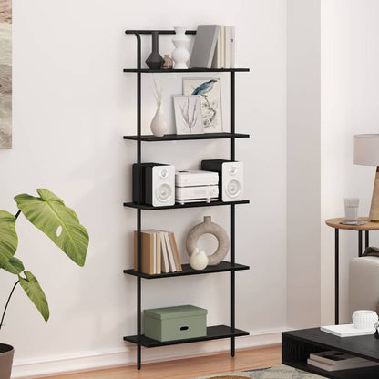 Bookshelf 5-Tier 60 x 24 x 168 cm Engineered wood Black Oak