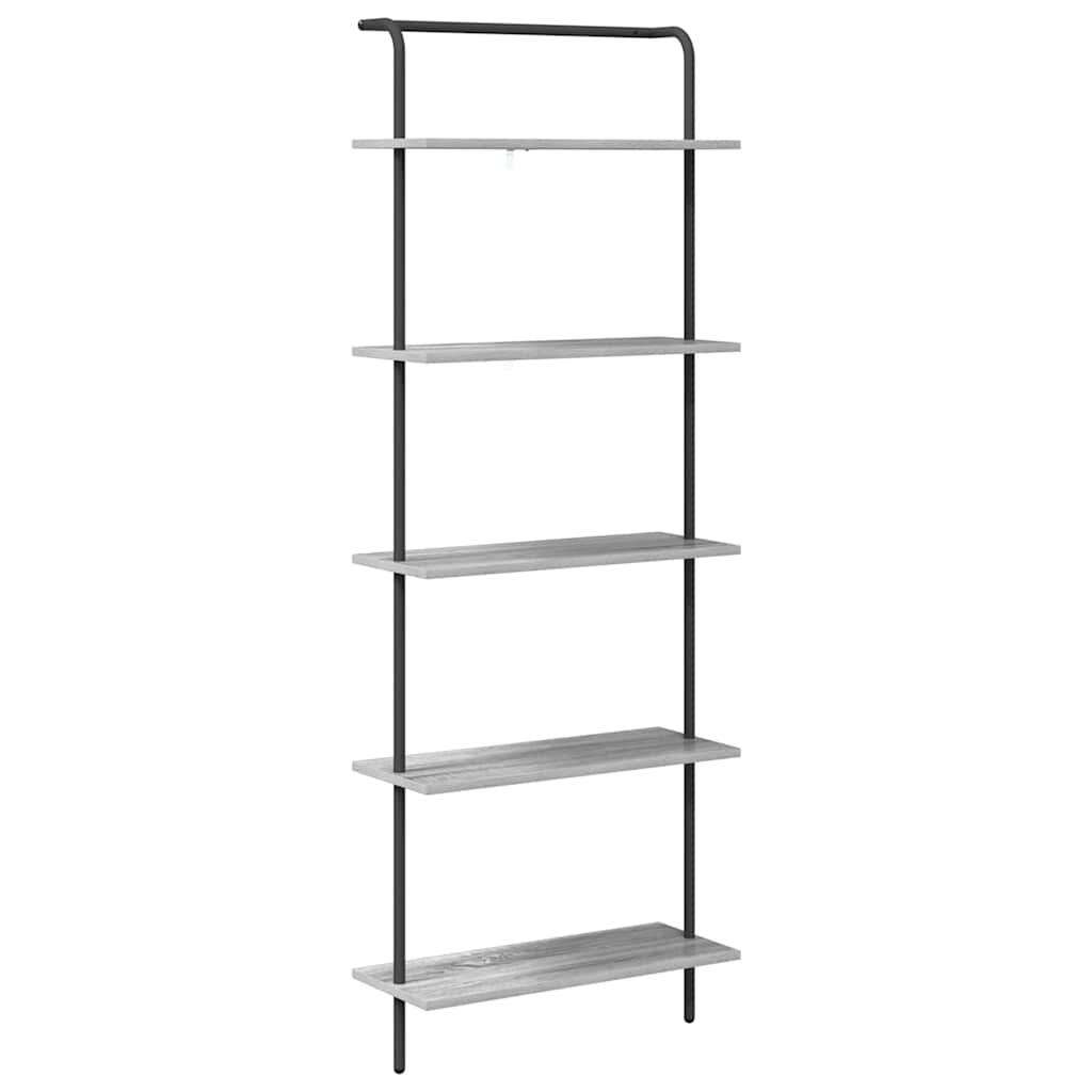 Bookshelf 5-Tier 60 x 24 x 168 cm Engineered wood Grey Sonoma