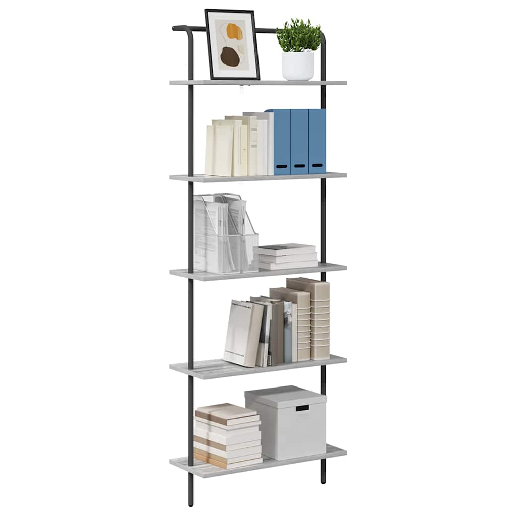 Bookshelf 5-Tier 60 x 24 x 168 cm Engineered wood Grey Sonoma