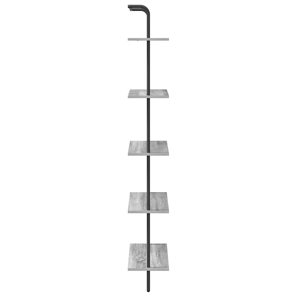 Bookshelf 5-Tier 60 x 24 x 168 cm Engineered wood Grey Sonoma