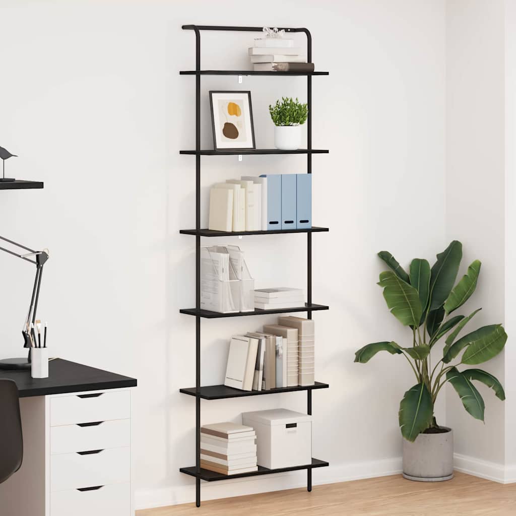 Bookshelf 6-Tier 60 x 24 x 203 cm Engineered wood Black Oak