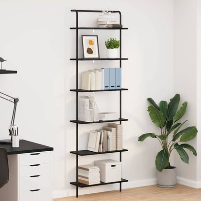 Bookshelf 6-Tier 60 x 24 x 203 cm Engineered wood Black Oak