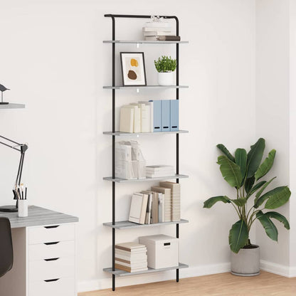 Bookshelf 6-Tier 60 x 24 x 203 cm Engineered wood Grey Sonoma