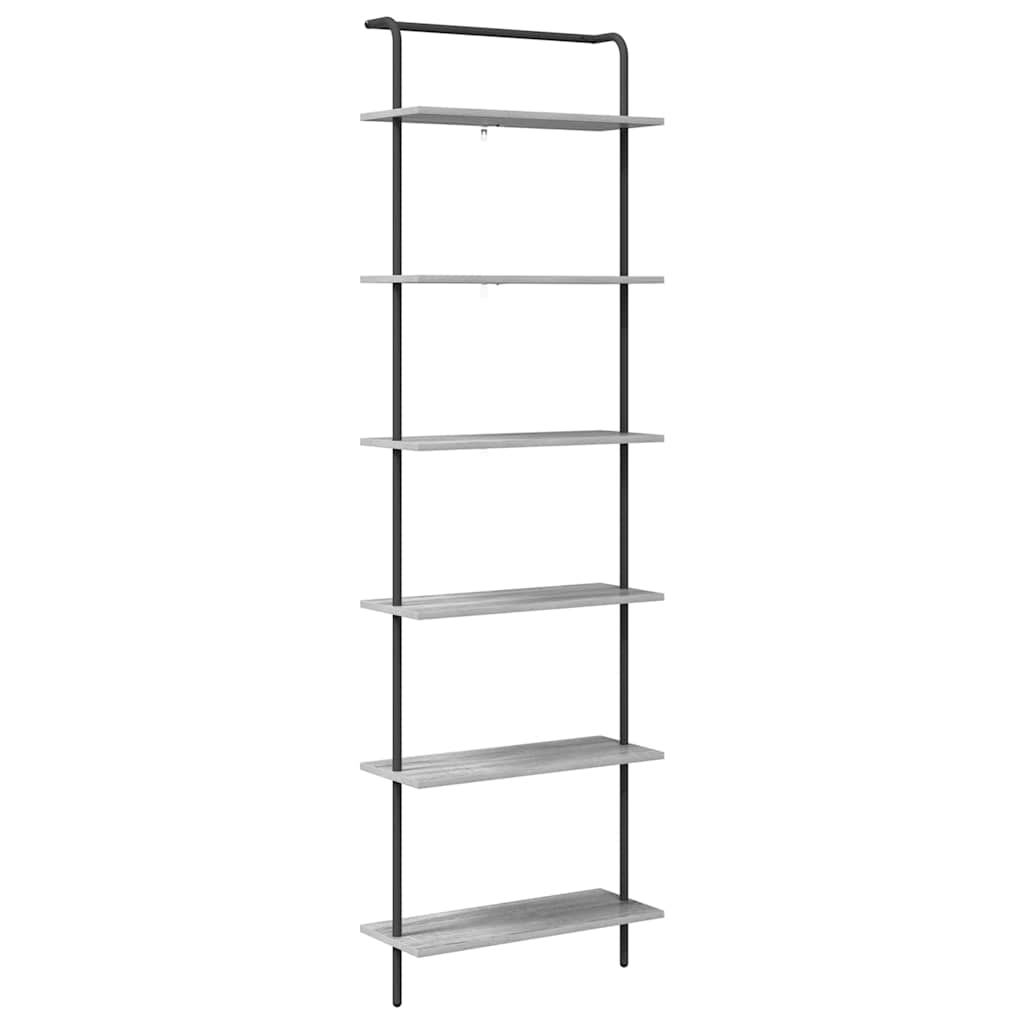 Bookshelf 6-Tier 60 x 24 x 203 cm Engineered wood Grey Sonoma