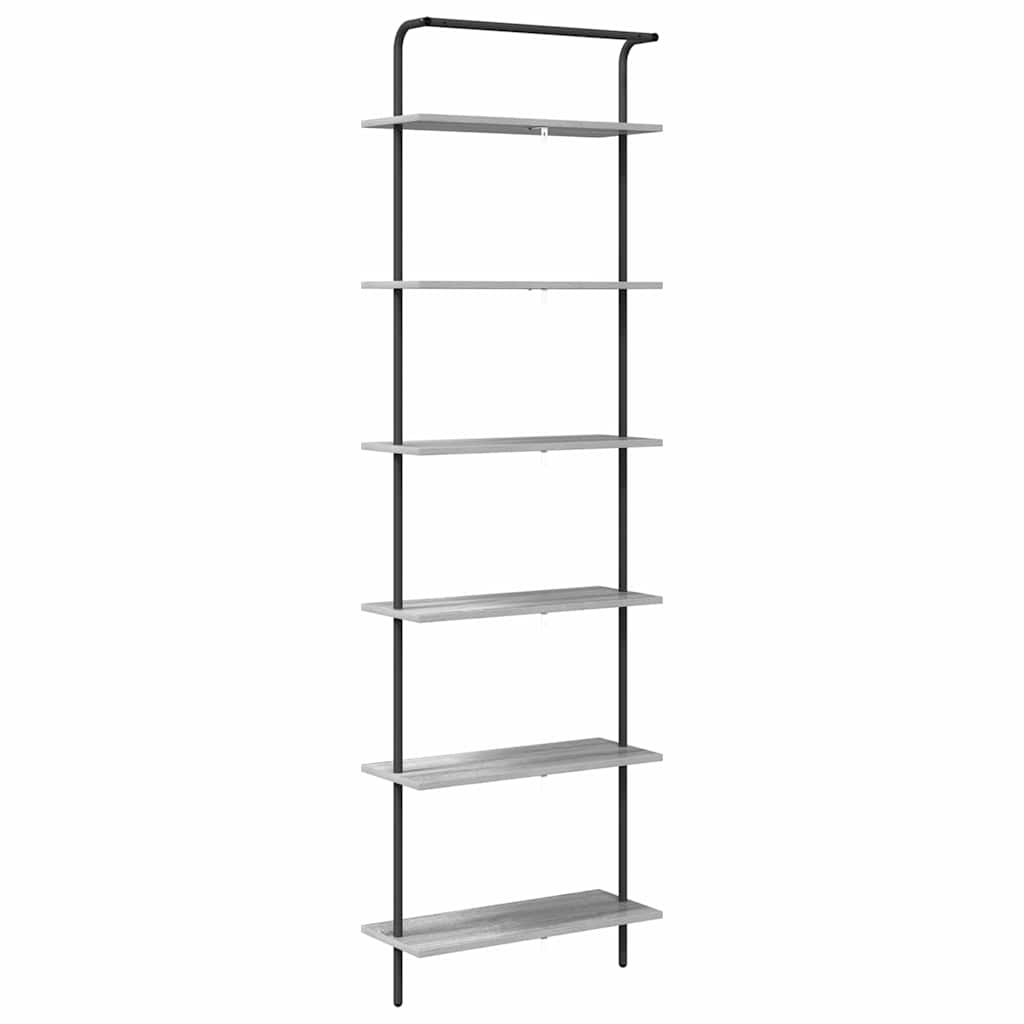 Bookshelf 6-Tier 60 x 24 x 203 cm Engineered wood Grey Sonoma