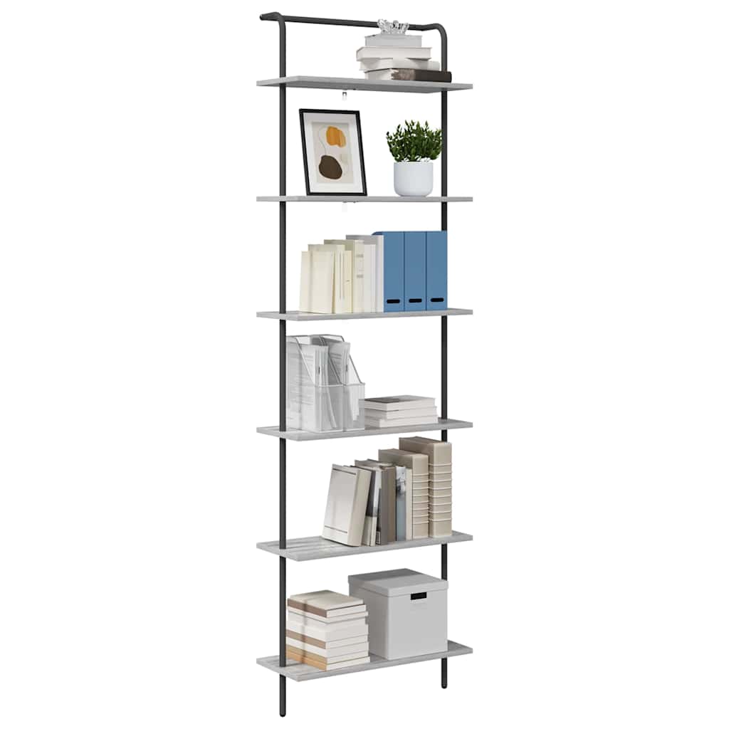 Bookshelf 6-Tier 60 x 24 x 203 cm Engineered wood Grey Sonoma