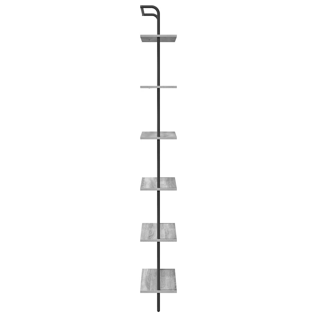 Bookshelf 6-Tier 60 x 24 x 203 cm Engineered wood Grey Sonoma