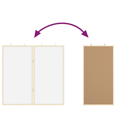 Bulletin Board Folding White 80 x 80 x 1.4 cm Solid pine wood