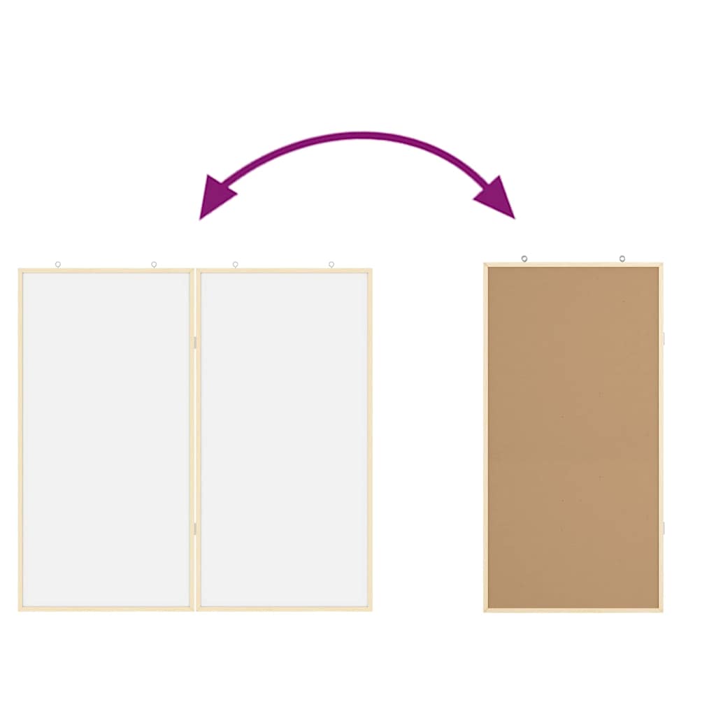 Bulletin Board Folding White 100 x 100 x 1.4 cm Solid pine wood