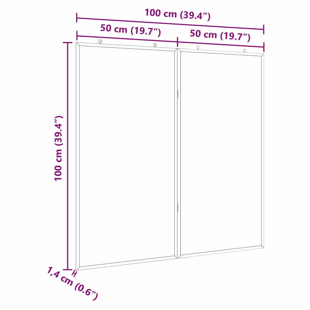 Bulletin Board Folding White 100 x 100 x 1.4 cm Solid pine wood