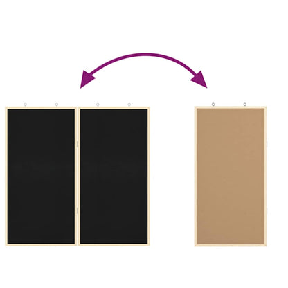 Bulletin Board Folding Black 80 x 80 x 1.4 cm Solid pine wood