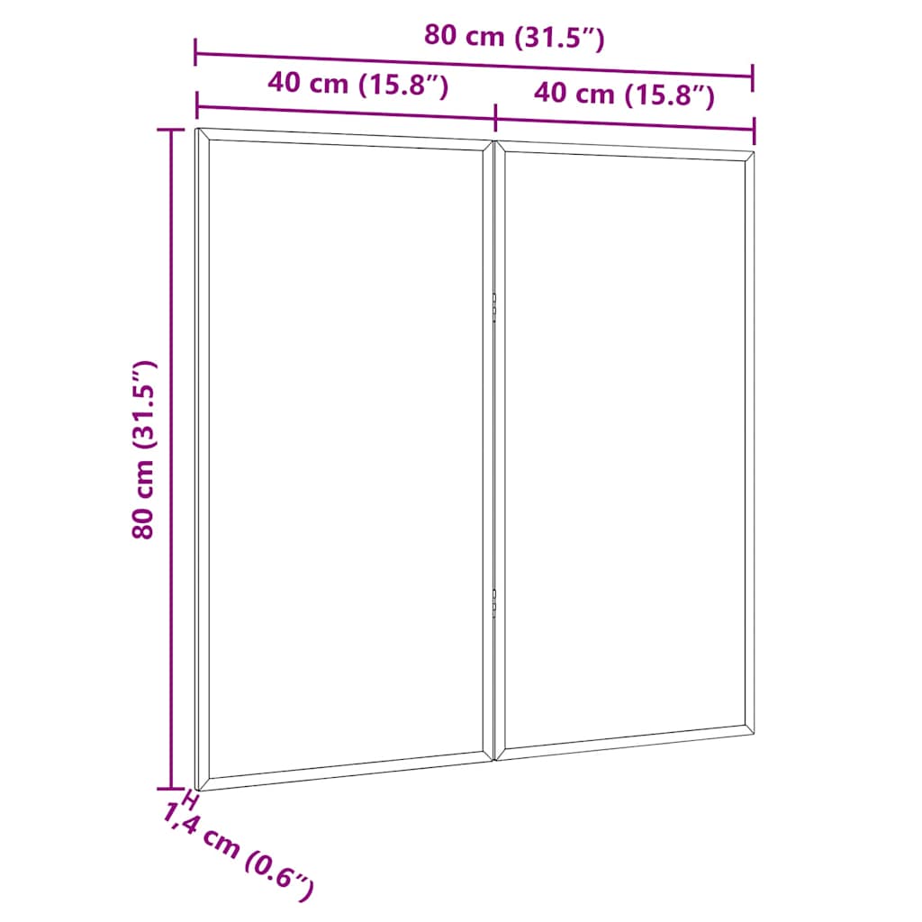 Bulletin Board Folding Black 80 x 80 x 1.4 cm Solid pine wood
