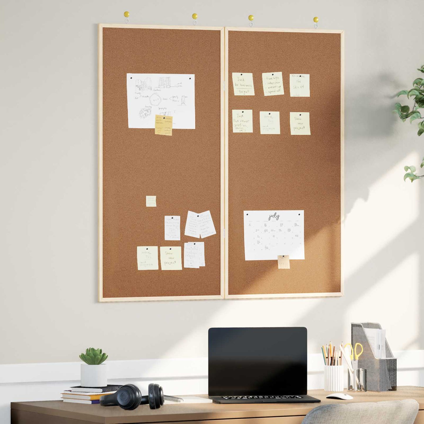 Bulletin Board Folding Brown 100 x 100 x 1.4 cm Solid pine wood