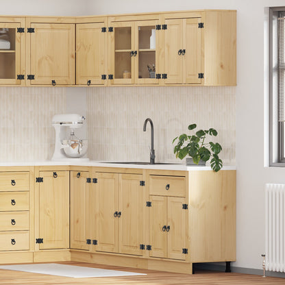 Cabinet with Shelf SKI 4 pcs Honey Brown Solid Pine Wood