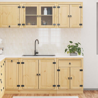 Cabinet with Shelf SKI 4 pcs Honey Brown Solid Pine Wood