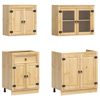 Cabinet with Shelf SKI 4 pcs Honey Brown Solid Pine Wood