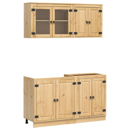 Cabinet with Shelf SKI 4 pcs Honey Brown Solid Pine Wood