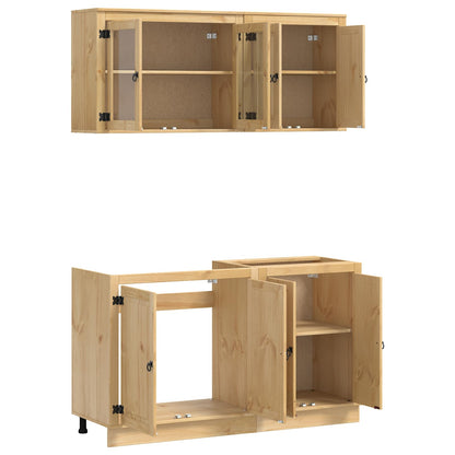 Cabinet with Shelf SKI 4 pcs Honey Brown Solid Pine Wood