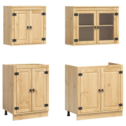 Cabinet with Shelf SKI 4 pcs Honey Brown Solid Pine Wood