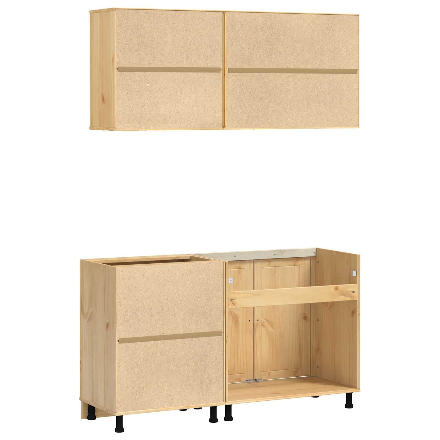 Cabinet with Shelf SKI 4 pcs Honey Brown Solid Pine Wood
