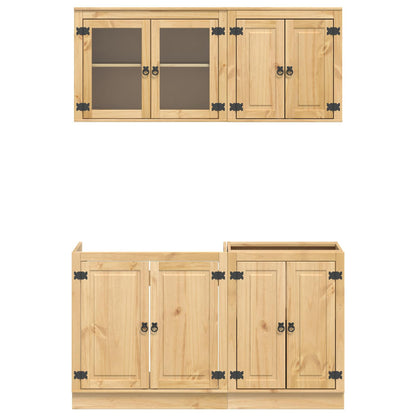 Cabinet with Shelf SKI 4 pcs Honey Brown Solid Pine Wood