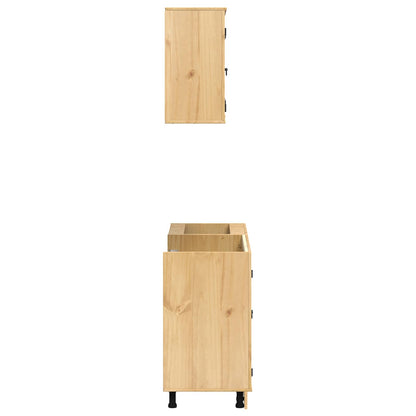 Cabinet with Shelf SKI 4 pcs Honey Brown Solid Pine Wood