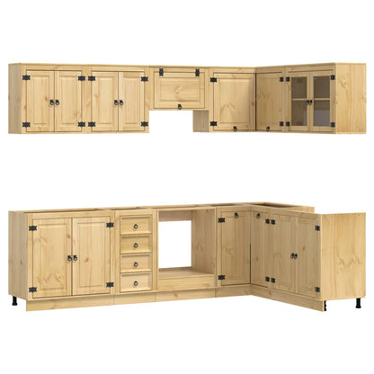 Cabinet with Drawer SKI 10 pcs Honey Brown Solid Pine Wood