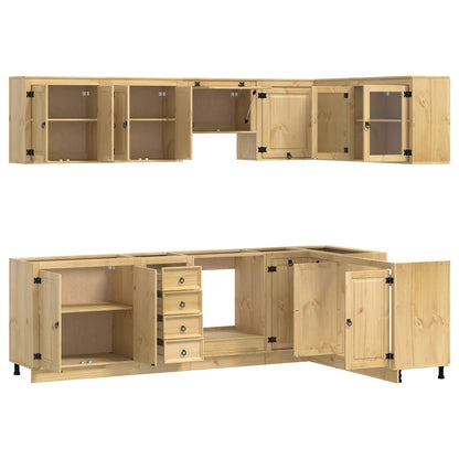 Cabinet with Drawer SKI 10 pcs Honey Brown Solid Pine Wood