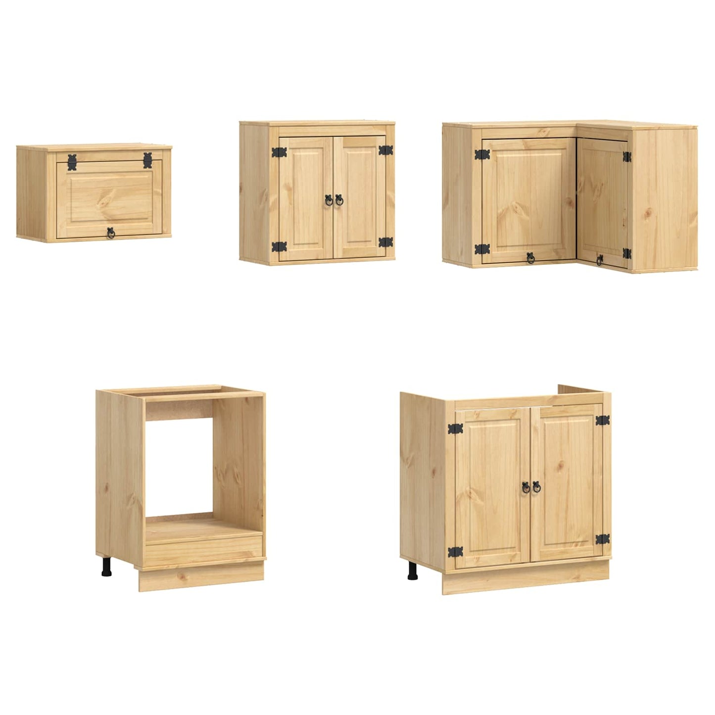 Cabinet with Drawer SKI 10 pcs Honey Brown Solid Pine Wood