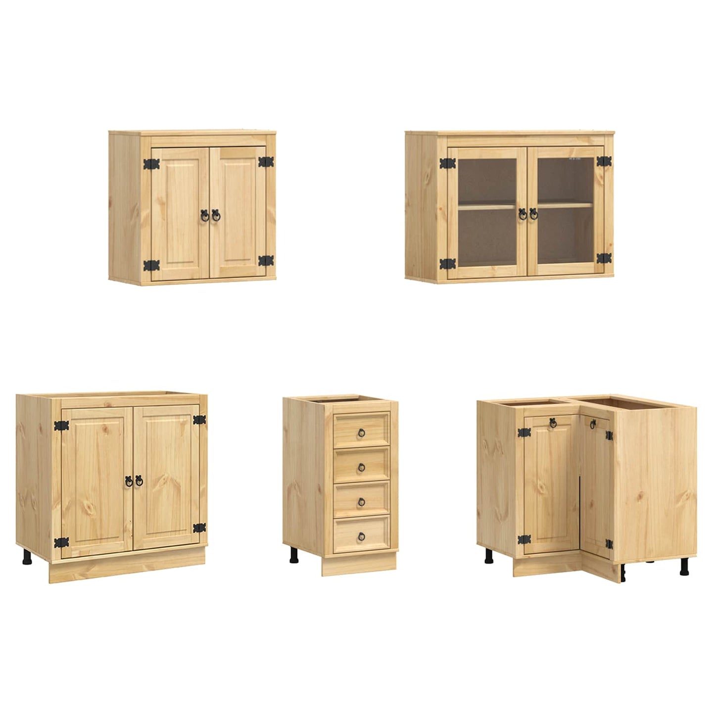 Cabinet with Drawer SKI 10 pcs Honey Brown Solid Pine Wood