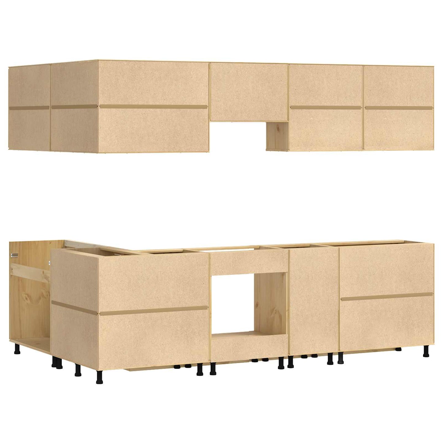 Cabinet with Drawer SKI 10 pcs Honey Brown Solid Pine Wood