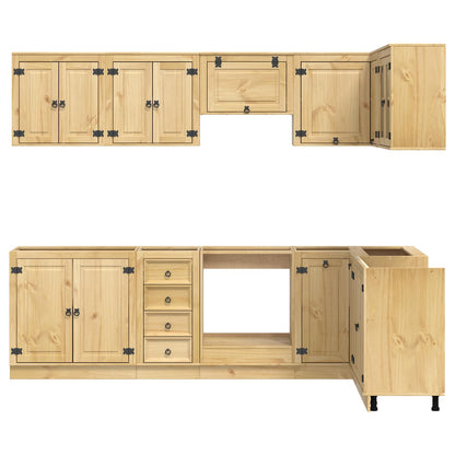 Cabinet with Drawer SKI 10 pcs Honey Brown Solid Pine Wood